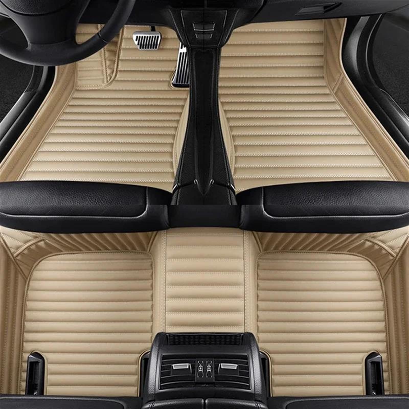 Auto Fußmatten Benutzerdefinierte Streifen Leder 5D Auto Fußmatten für A4 B7 2004 2005 2006 2007 2008 Innen Zubehör Teppich fussmatten Auto(Beige) von DZSYBUIGB