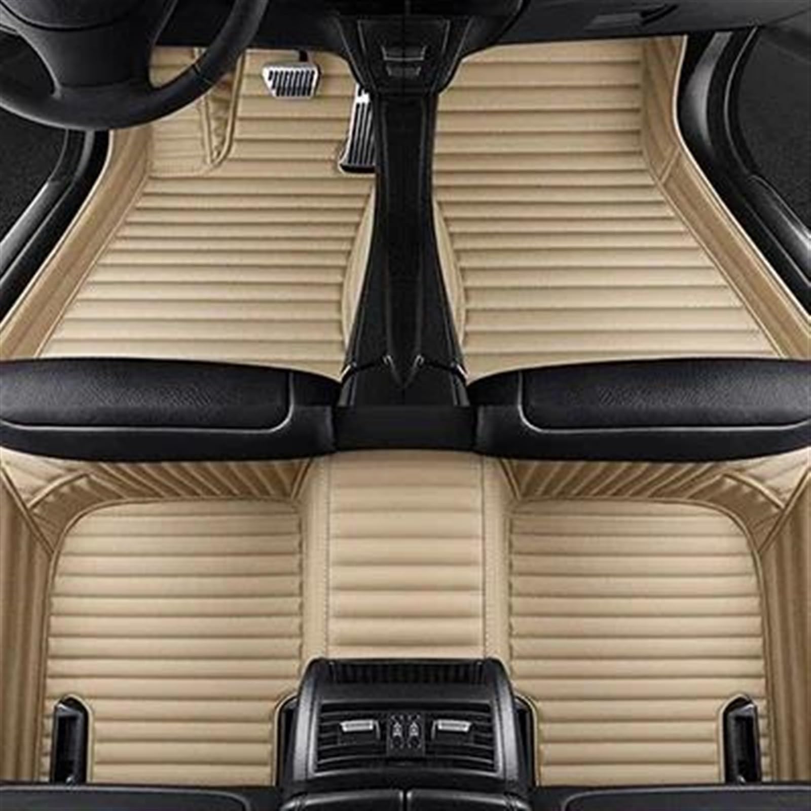 Auto Fußmatten Benutzerdefinierte Streifen Leder 5D Auto Fußmatten für Peugeot 307 2004-2013 Innen Zubehör Teppich fussmatten Auto(Beige) von DZSYBUIGB