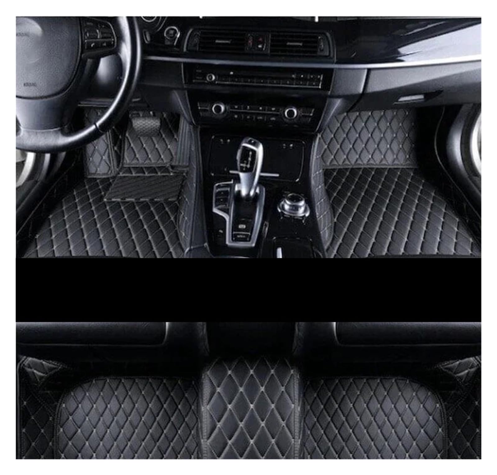 Auto Fußmatten Leder-Auto-Fußmatten für A6 C7 2012 2013 2014 2015 2016 2017 Set Autoteppiche Fußpolster fussmatten Auto(Black Biege,LHD) von DZSYBUIGB