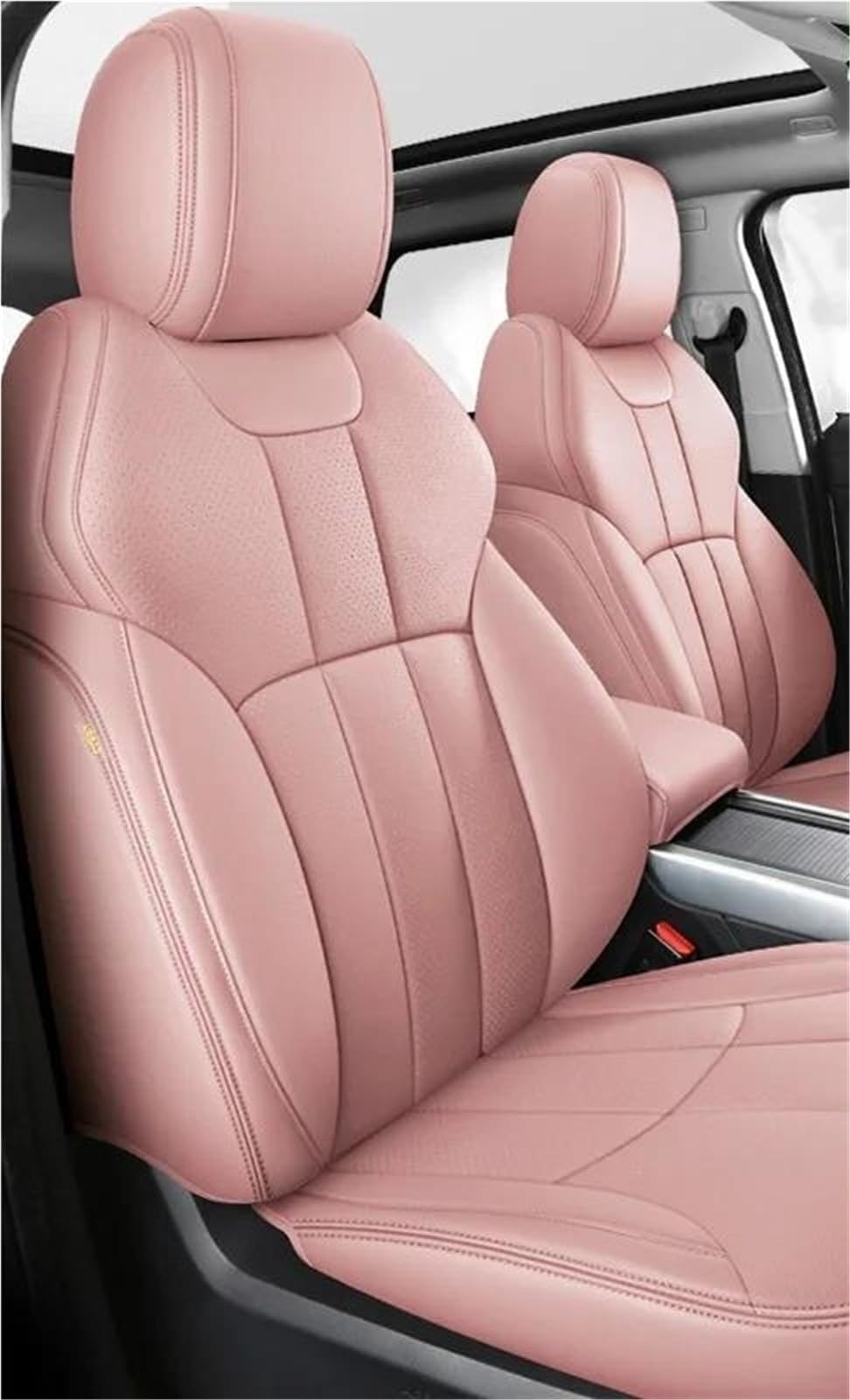 DZSYBUIGB Autositzbezüge Echtleder-Autositzbezug-Set für Mitsubishi für Outlander XL, Innendetails, Kfz-Zubehör Auto-Schonbezüg(Light pink) von DZSYBUIGB