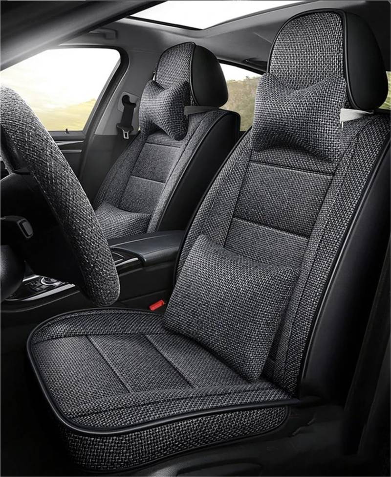 DZSYBUIGB Autositzbezüge Flachs Auto Sitzbezug Für Skoda Für Yeti Für Octavia Für Superb Für Rapid Für Kodiaq Für Fabia Auto Zubehör innen Auto-Schonbezüg(Gray+Cushion) von DZSYBUIGB