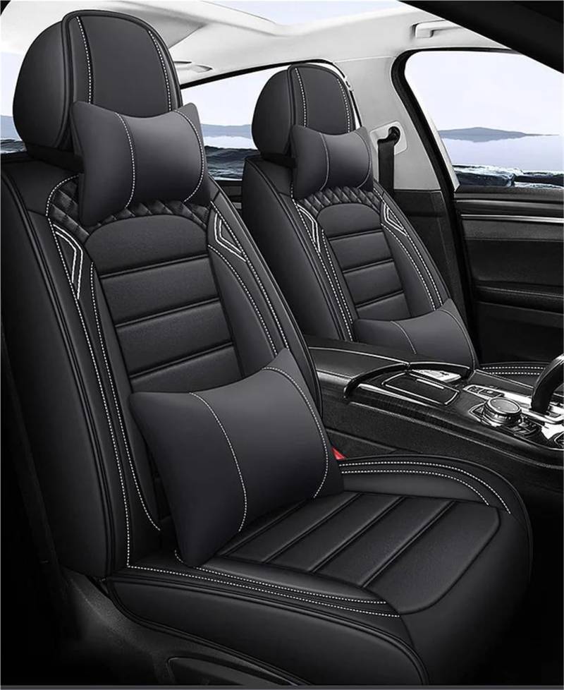 DZSYBUIGB Autositzbezüge Leder-Autositzbezug für Ford für Ranger für Puma für Fiesta Autositzbezüge Autositzkissen Auto-Schonbezüg(Black+Cushion) von DZSYBUIGB