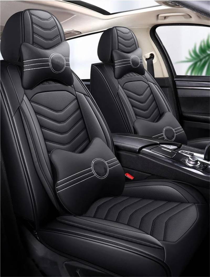 DZSYBUIGB Autositzbezüge Leder-Autositzbezug für Hyundai für Kona Zubehör, Innenausstattung, komplettes Set Auto-Schonbezüg(Black+Pillow) von DZSYBUIGB