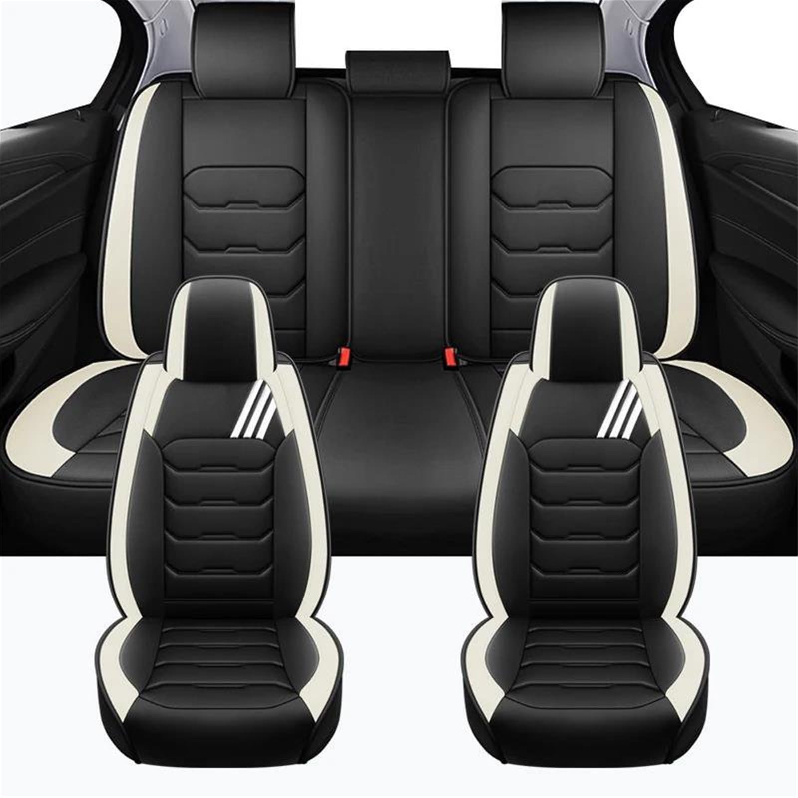 DZSYBUIGB Autositzbezüge Luxus Full Set Autositzbezüge für kIa für Ceed Jd Auto Zubehör Autositzbezüge Autositzkissen Auto-Schonbezüg(Black White) von DZSYBUIGB