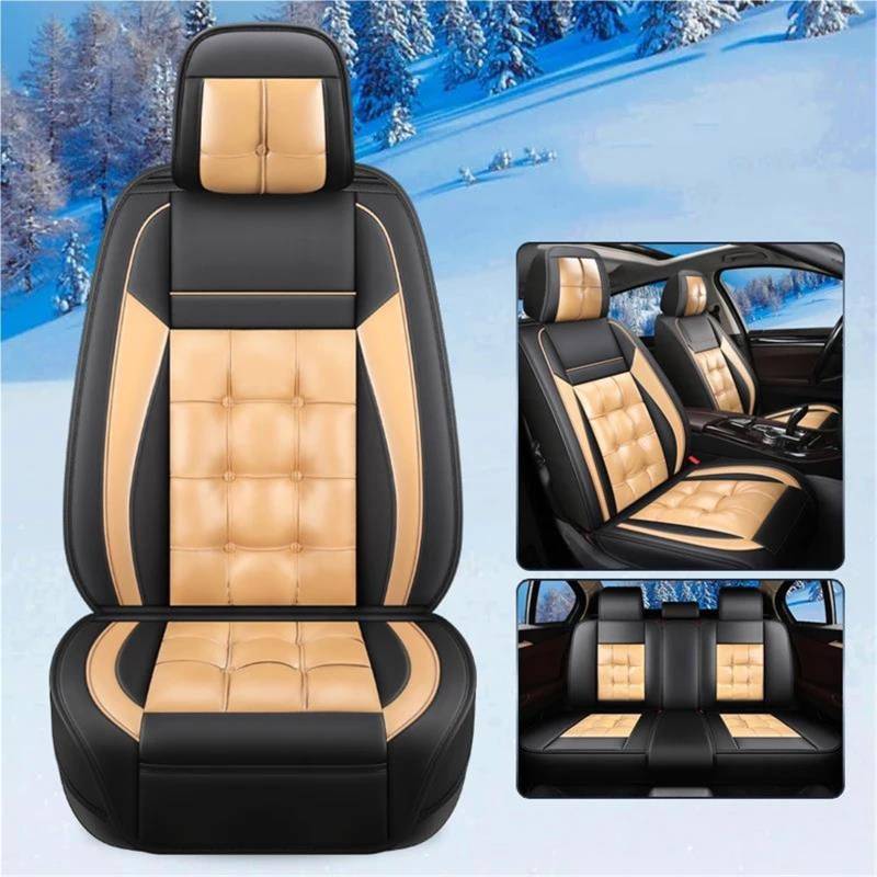 DZSYBUIGB Autositzbezüge Luxus Leder Auto Sitz Abdeckung Für Dodge Für Caliber Auto Sitzbezüge Auto Sitzkissen Zubehör Auto-Schonbezüg(Beige 5PCS) von DZSYBUIGB