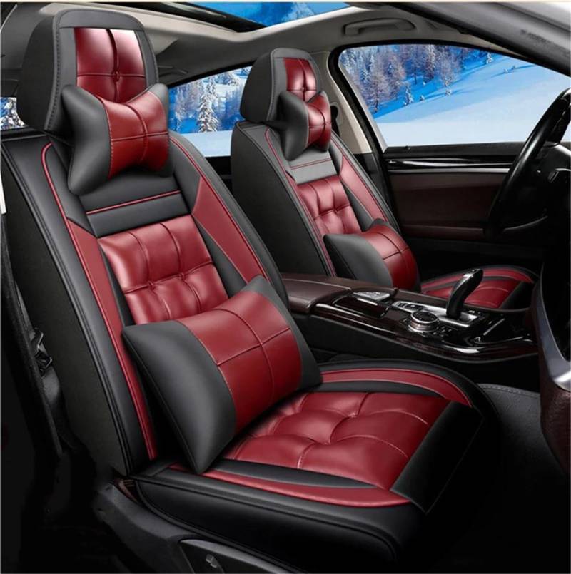 DZSYBUIGB Autositzbezüge Luxus Leder Auto Sitz Abdeckung Für Ford Für Kuga Auto Sitzbezüge Auto Sitzkissen Zubehör Auto-Schonbezüg(Red 6PCS) von DZSYBUIGB