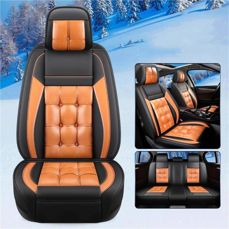 DZSYBUIGB Autositzbezüge Luxus Leder Auto Sitz Abdeckung Für Mercedes Für W211 Auto Sitzbezüge Auto Sitzkissen Zubehör Auto-Schonbezüg(Orange 5PCS) von DZSYBUIGB