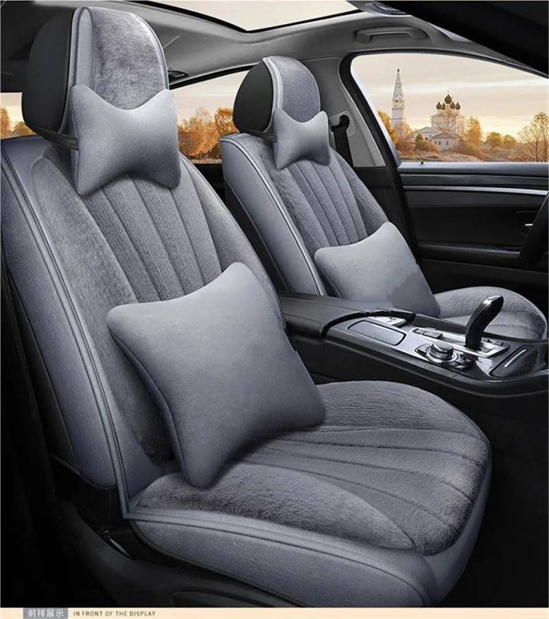 DZSYBUIGB Autositzbezüge Plüsch-Autositzbezüge, kompletter Satz Für Alfa Für Romeo 147 Für Giulietta Winter-Autozubehör Auto-Schonbezüg(Gray+Cushion) von DZSYBUIGB