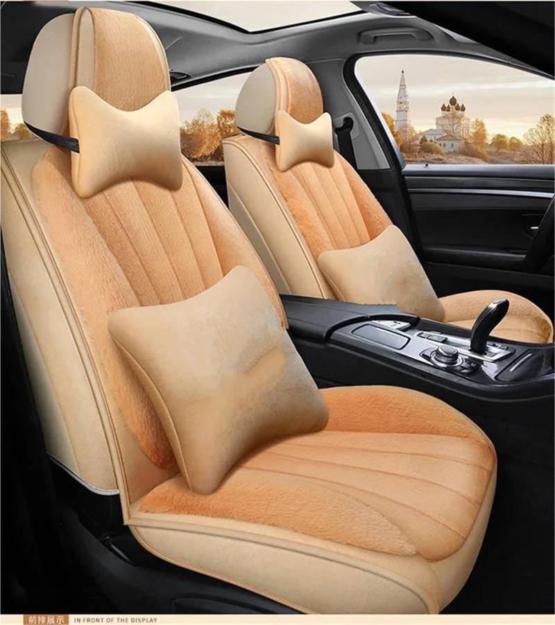 DZSYBUIGB Autositzbezüge Plüsch-Autositzbezüge, kompletter Satz Für Range Für Rover Für Evoque Für Range Für Rover Für Sport Winter-Autozubehör Auto-Schonbezüg(Yellow+Cushion) von DZSYBUIGB