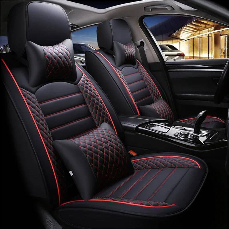 DZSYBUIGB Autositzbezüge Volle Set Auto Sitz Abdeckung Für Range Für Rover Für Evoque Für Range Für Rover Für Sport Auto Sitzbezüge Auto Sitzkissen Auto-Schonbezüg(Bk red+Pillow) von DZSYBUIGB