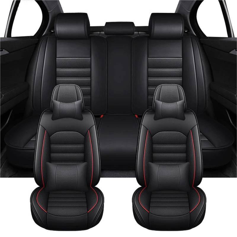 DZSYBUIGB Autositzbezüge Vollständiger Satz Autositzbezüge für Mitsubishi für Eclipse für Cross für Lancer X für Outlander für ASX für Pajero Autozubehör Auto-Schonbezüg(Black Red+Pillow) von DZSYBUIGB