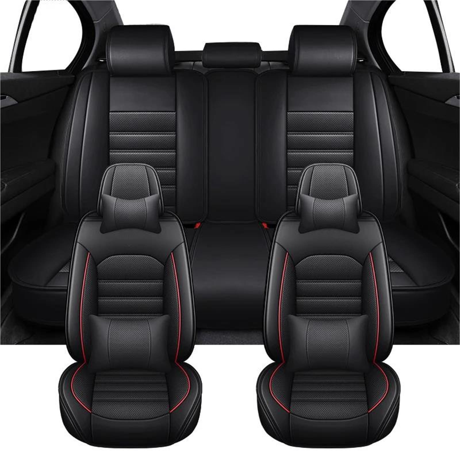 DZSYBUIGB Autositzbezüge Vollständiger Satz Autositzbezüge für Subaru für Impreza für Legacy für Forester XV für Outback für Tribeca für Gifts Autozubehör Auto-Schonbezüg(Black Red+Pillow) von DZSYBUIGB