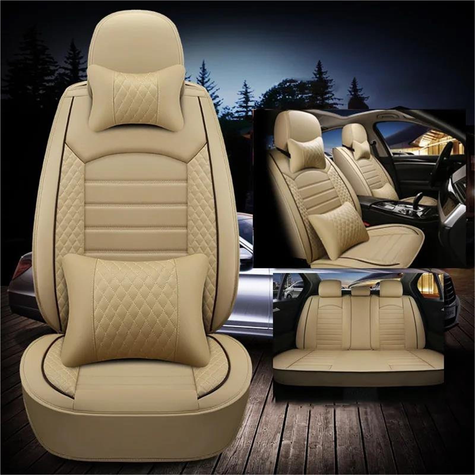 DZSYBUIGB Autositzbezüge Vollständiger Satz Autositzbezug für Alfa für Romeo für Stelvio 159 für Mito Autositzbezüge Autositzkissen Auto-Schonbezüg(Brown+Pillow) von DZSYBUIGB