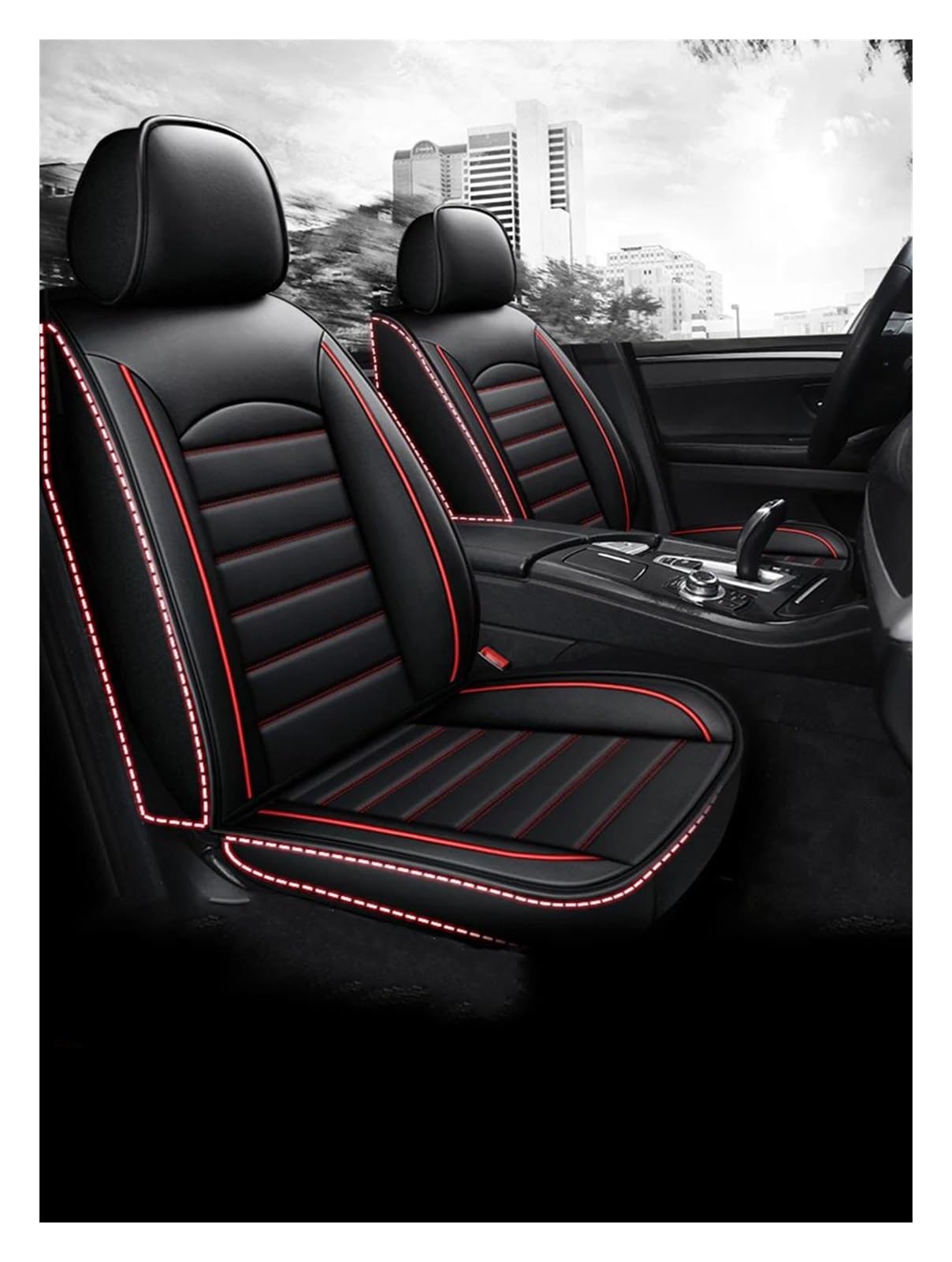 DZSYBUIGB Sitzbezüge Universal Autositzbezug Innendetails Für MAZDA Für 3 CX-5 2 5 6 CX-3 CX-4 CX-7 CX-9 MX-5 RX-8 Autozubehör Sitzschutz Auto Sitzschoner(Schwarz Rot) von DZSYBUIGB