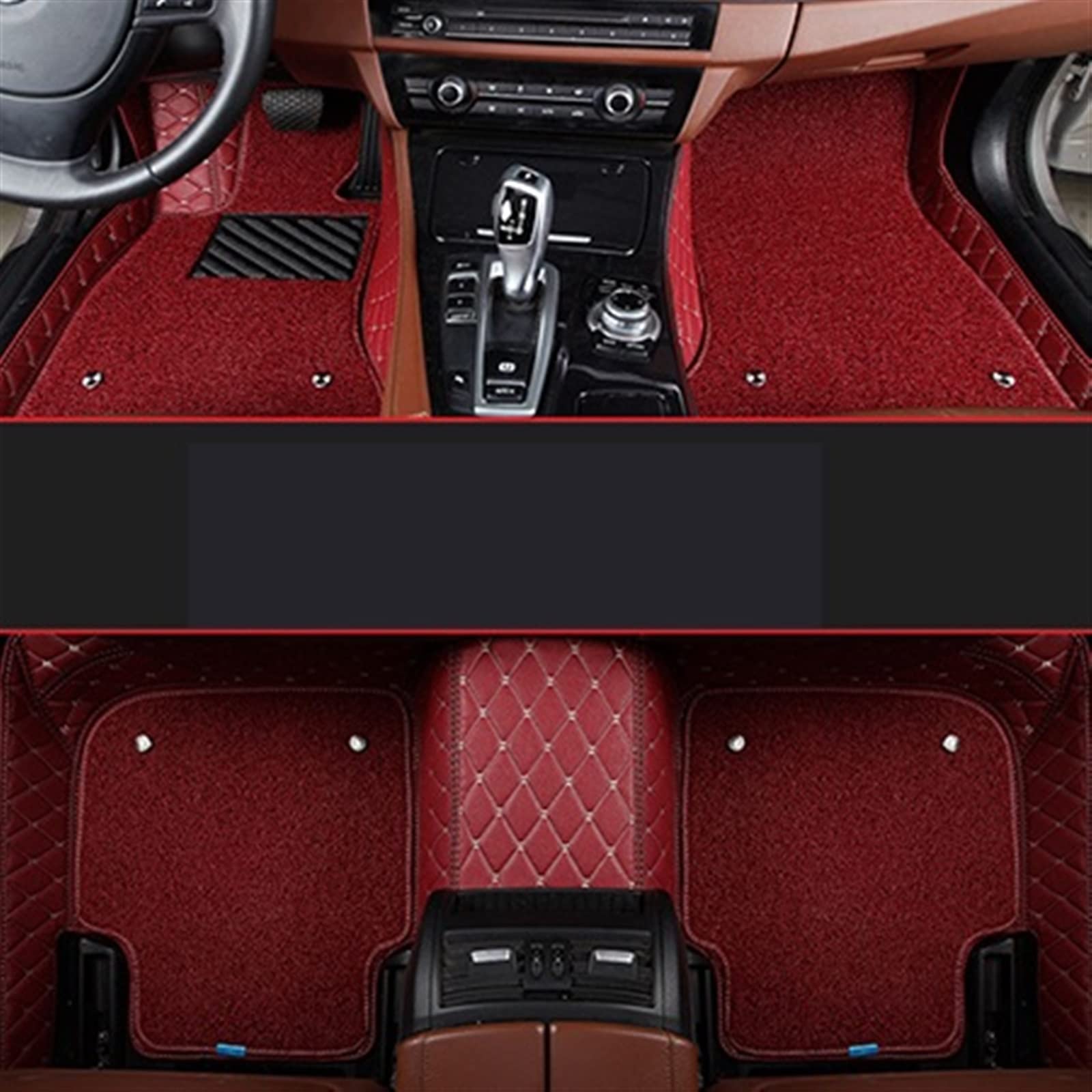 Auto-Fußmatten Für Ford Für Ranger T7 T8 2015 2016 2017 2018 2019 2020 wasserdichte Auto-Fußteppiche Antirutschmatte Auto(Wine red 6PCS) von DZSYOHFS