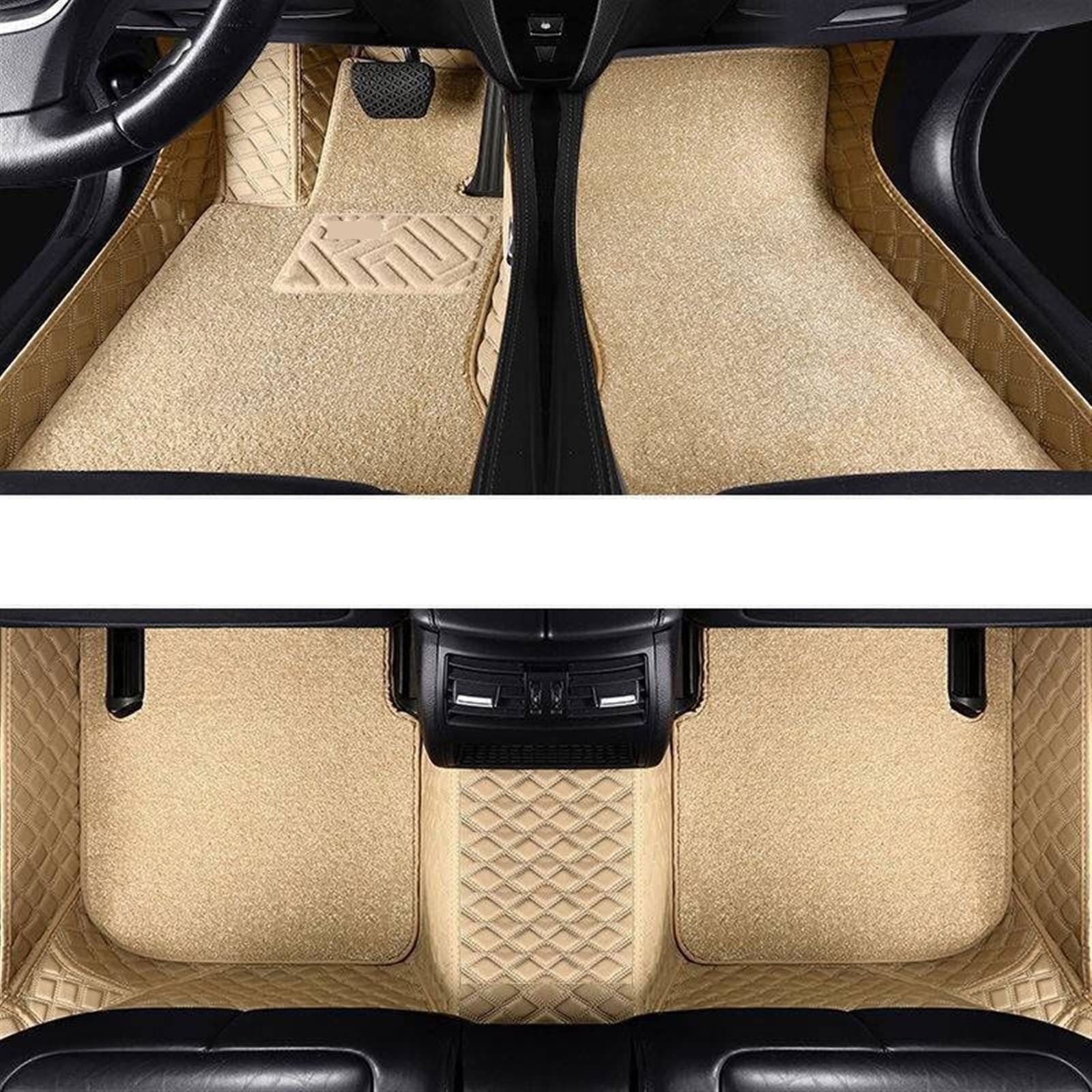 Auto-Fußmatten Für Kia Für Niro 2017 Teppiche wasserdichte Teppiche Benutzerdefinierte Lederbodeneinlage Antirutschmatte Auto(Beige double layer) von DZSYOHFS
