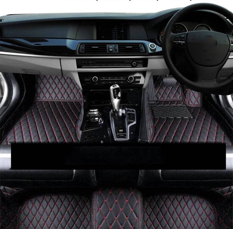 Auto-Luxus-Ledermatten Für A5 8F Cabriolet 2009~2016, Bodenmatte, Strapazierfähiges Teppich-Set Antirutschmatte Auto(RHD Black Red) von DZSYOHFS