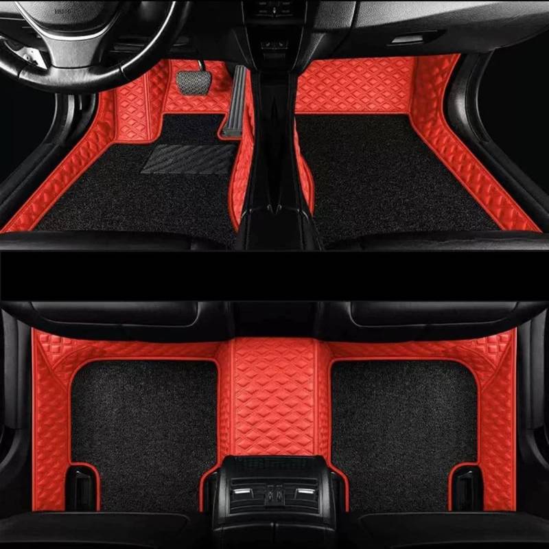 Für Hyundai Für Elantra 2020 2019 2018 2017 2016 Auto Fußmatten Fußteppiche Auto Vorne Hinten Pads Antirutschmatte Auto(Red black double layer) von DZSYOHFS
