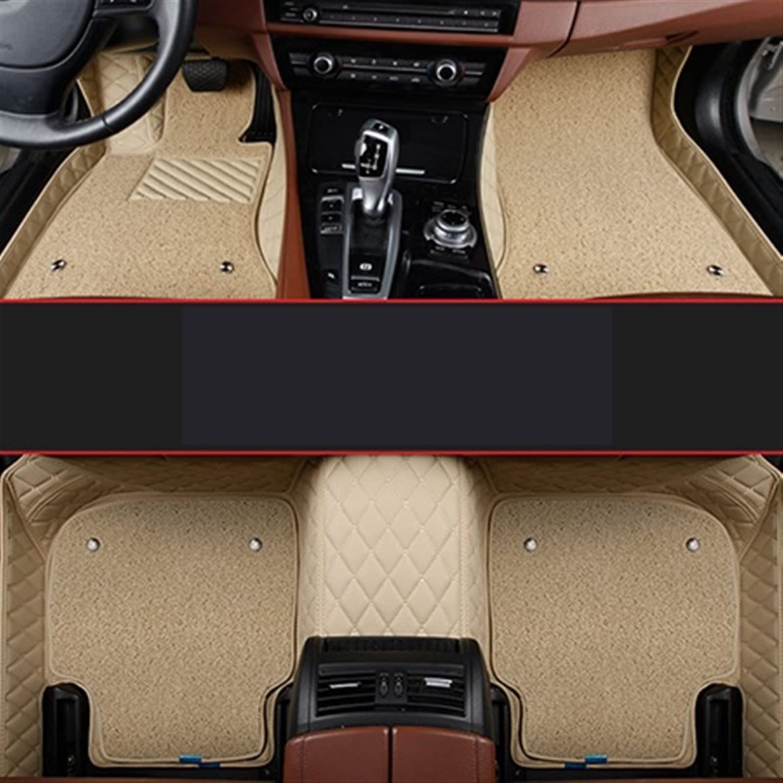 Für Nissan Für Qashqai J11 2020 2019 2018 2017 2016 2015 2014 Leder Auto Fußmatten Bodeneinlagen Auto Teppiche Antirutschmatte Auto(Beige 6PCS B) von DZSYOHFS