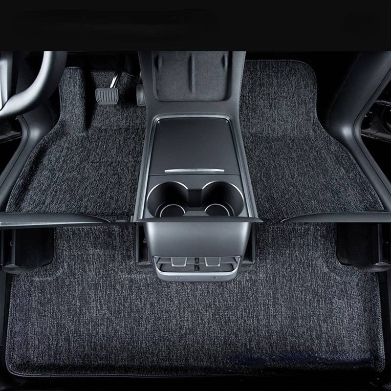 Für Tesla Für Modell Y Auto Vollständig Umgebenes Spezielles Fußpolster, wasserdichte, rutschfeste Bodenmatte, Superweiche Seidenmatte Antirutschmatte Auto(3 dark gray) von DZSYOHFS