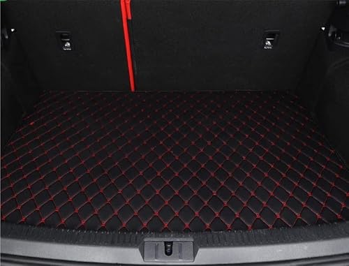 Für VW Für Tiguan 2017 2018 2019 5N Auto-Fußmatten Auto-Fußpolster Automobil-Teppichabdeckung Antirutschmatte Auto(Trunk-BLACK-RED) von DZSYOHFS