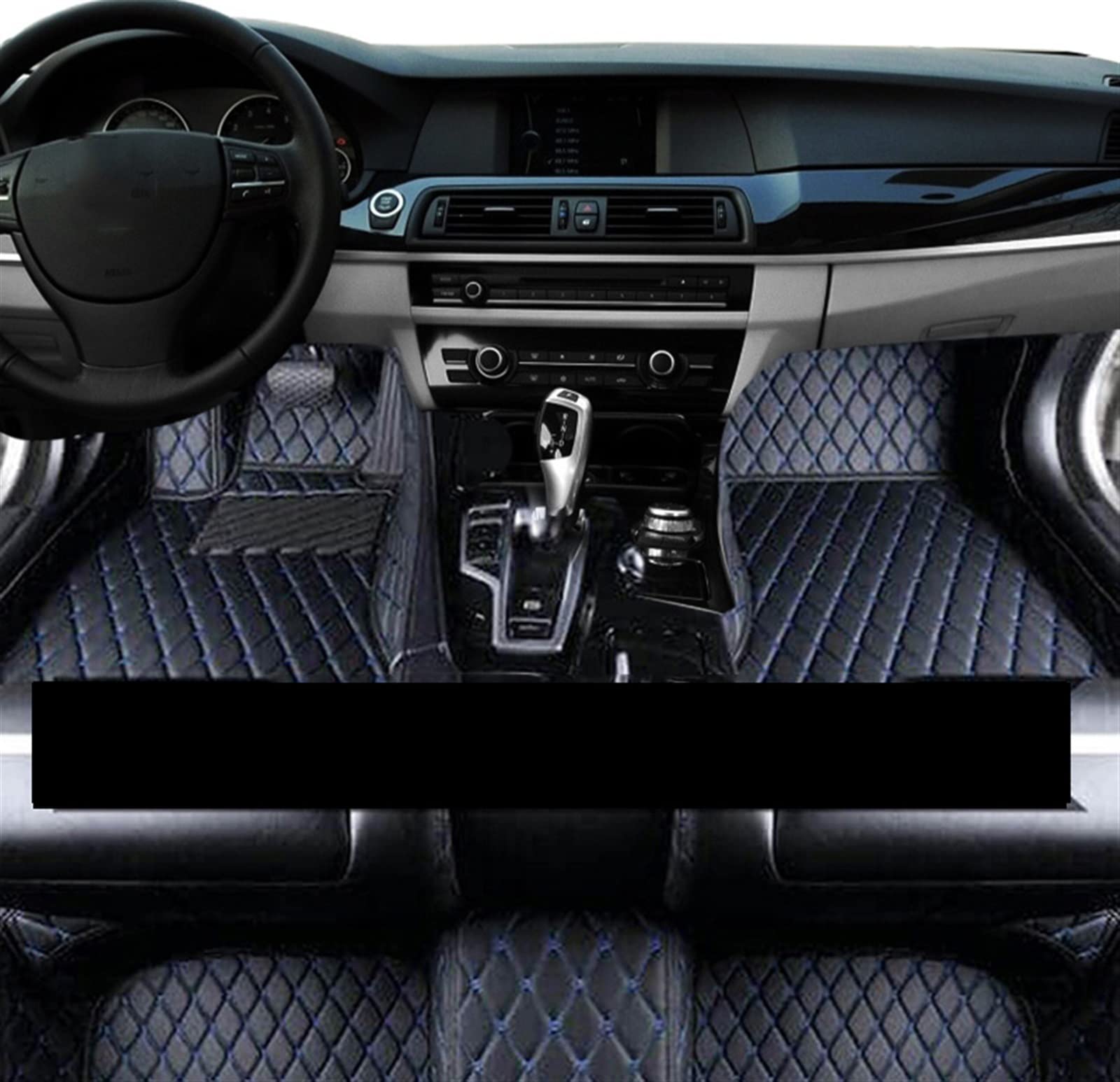 Kompletter Satz Auto-Fußmatten Für A6 C7 4G 2011~2018 Luxus-Lederteppich-Matte Langlebiger Teppich Antirutschmatte Auto(LHD Black Blue) von DZSYOHFS