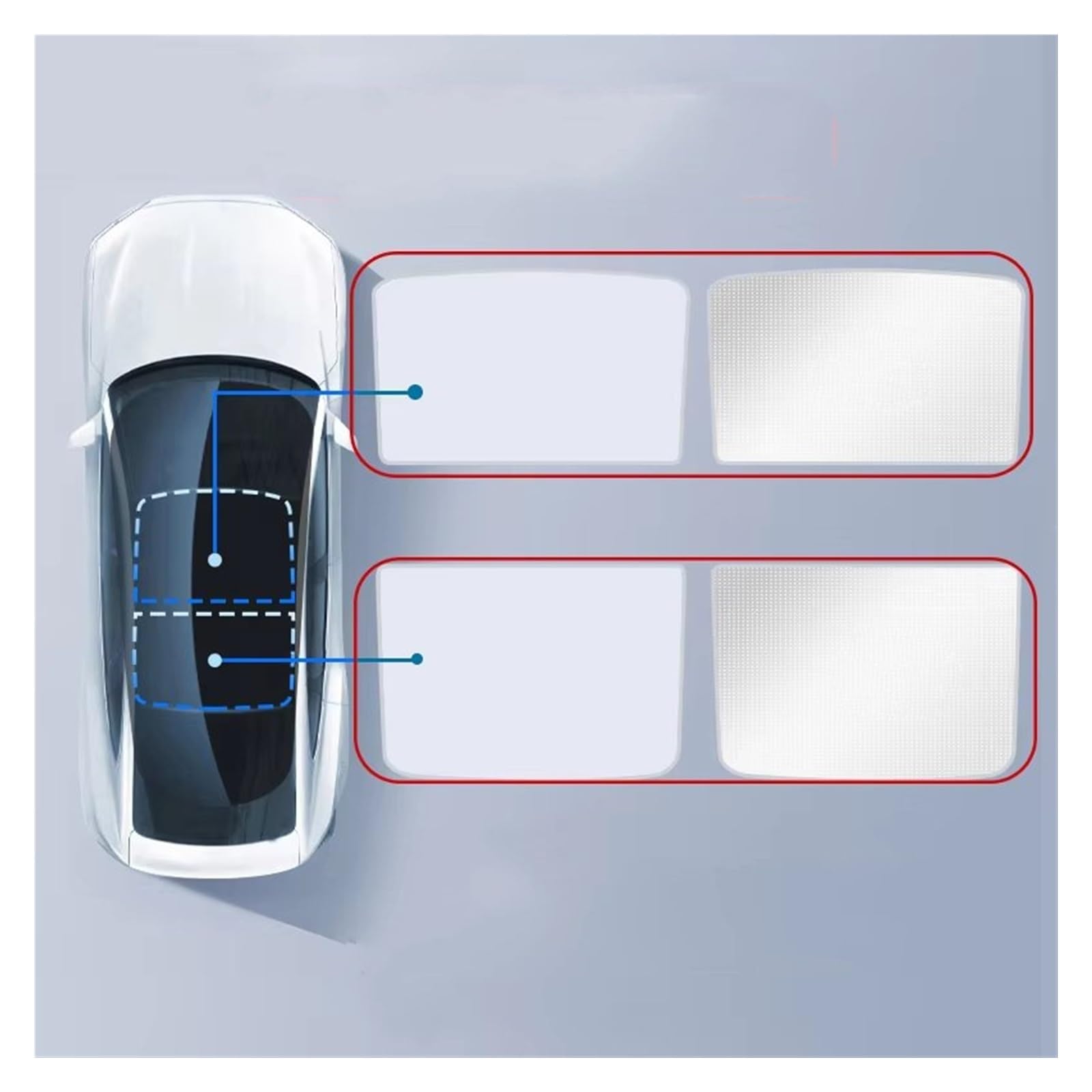 Sonnenschutz Für Tesla Für Modell 3 2021-2024 Highland EIS Tuch Schnalle Sonnenschirme Glas Dach Sonnenschirm Vorne Hinten Schiebedach Dachfenster Sonnenblende(Weiss) von DZSYOHFS