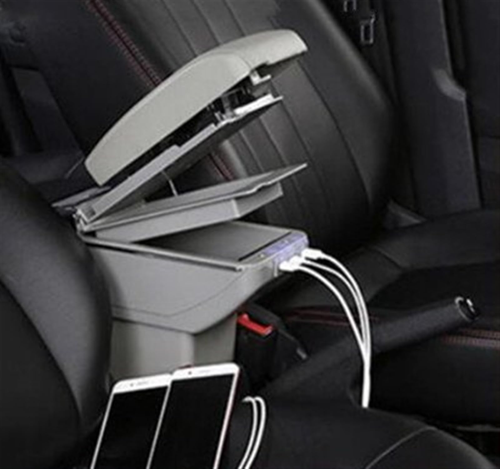 Armauflage Staufach Kompatibel Mit Chevrolet Für BEAT Auto-Armlehnenbox Zentral Inhalt Aufbewahren Aufbewahrungsbox Mit Getränkehalter Aschenbecher 7USB-Schnittstelle(Gray) von DZWDY