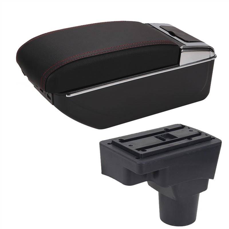 Armauflage Staufach Kompatibel Mit Chevrolet Für Sonic Für Aveo 2012–2017 2018, Auto-Armlehnenbox, Zentrale Aufbewahrungsbox, Mittelkonsole, Armlehnen-Organizer, USB-Modifikationsteile(D style red lin von DZWDY