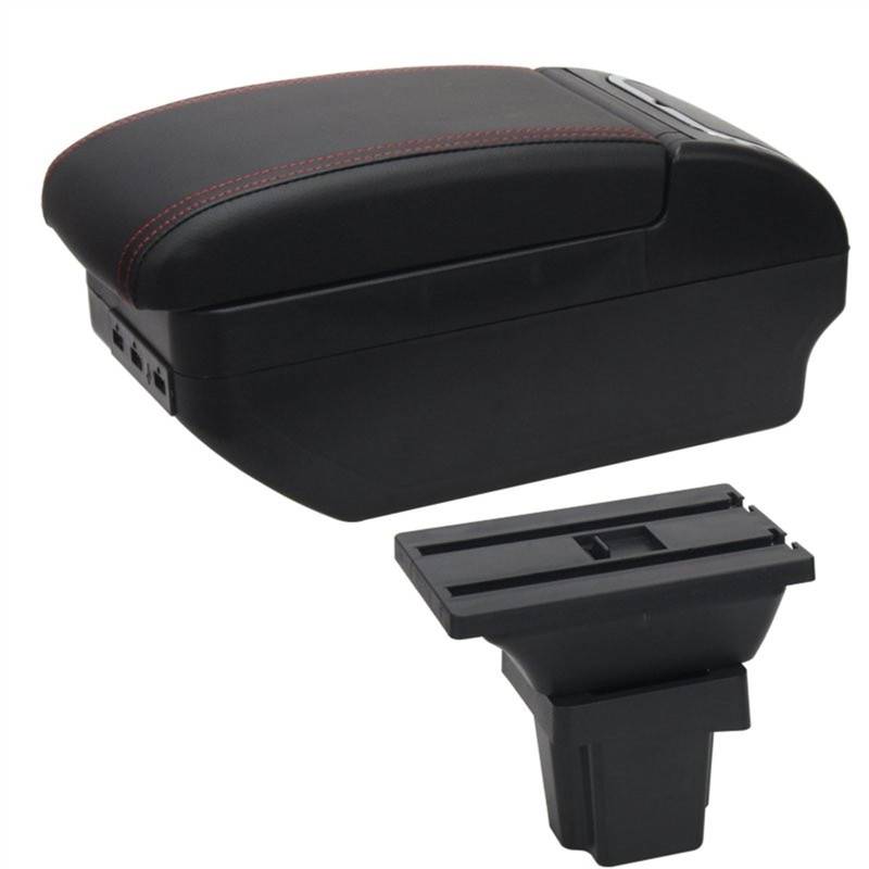 Armauflage Staufach Kompatibel Mit Chevrolet Für Trax Für Tracker 2013 2014 2015 2016 2017. Auto-Armlehnenbox, Mittelkonsole, Großer Stauraum, USB-Handlauf(Black red) von DZWDY