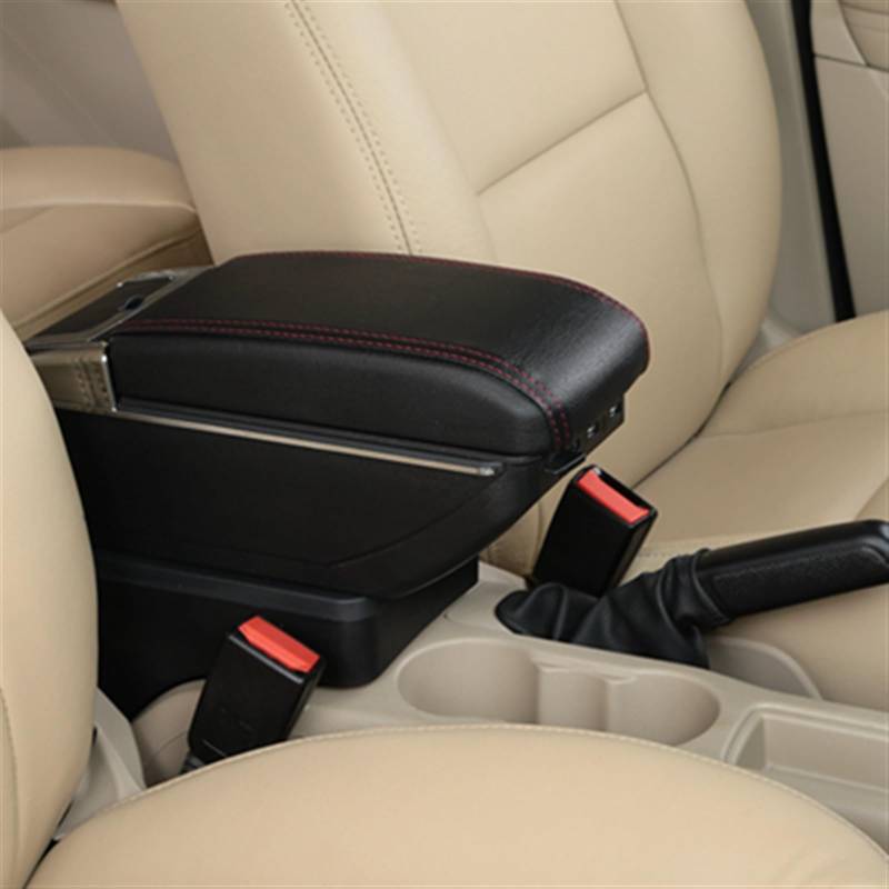 Armauflage Staufach Kompatibel Mit Dacia Für Duster 2 3 2018 2019 2020 2021 2022, Auto-Handlaufbox, Mittelsitz-Armlehnen-Organizer-Box, Armlehne Mit Getränkehalter(Black red) von DZWDY