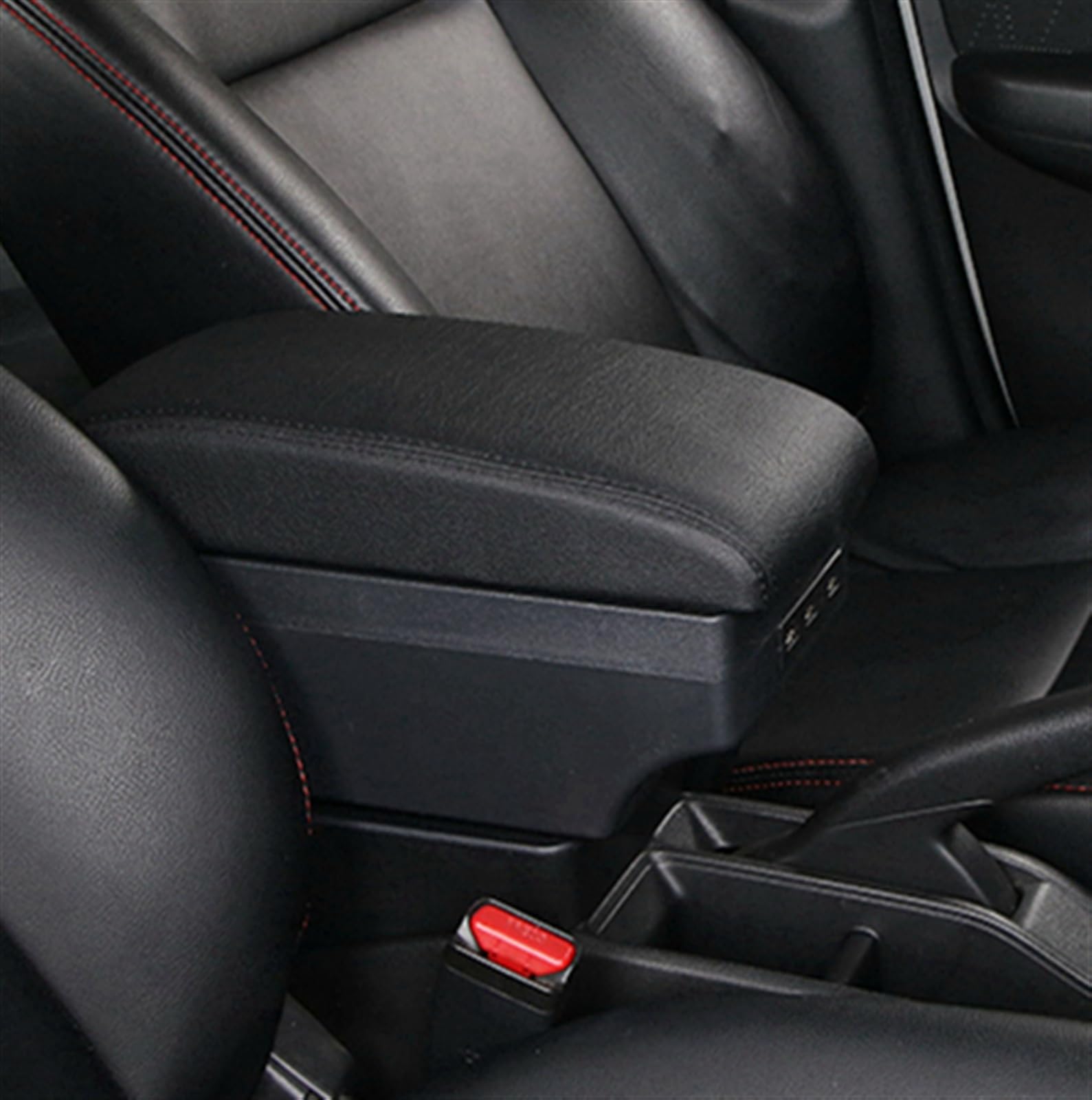 Armauflage Staufach Kompatibel Mit Ford Für Focus 3, Auto-Armlehnenbox, Mittelkonsolen-Aufbewahrung, Innenzubehör, Nachrüstteile, USB-Auto-Mittelarmlehnenbox(C1 Black line 7USB) von DZWDY