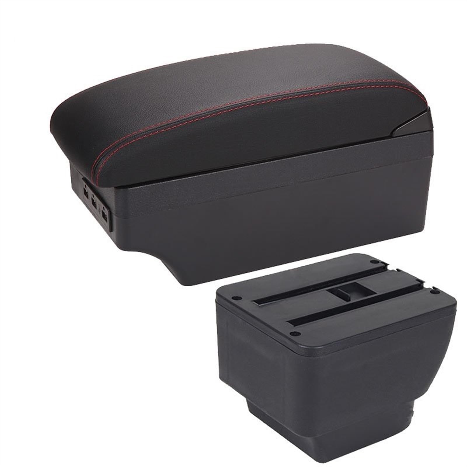 Armauflage Staufach Kompatibel Mit Mazda 2 Für Demio 2012–2015 2016 2017 2018 2019, Auto-Armlehnenbox, Mittelkonsole, Aufbewahrungsbox, Armlehnen-Organizer Mit USB-Schnittstelle(A Red line) von DZWDY