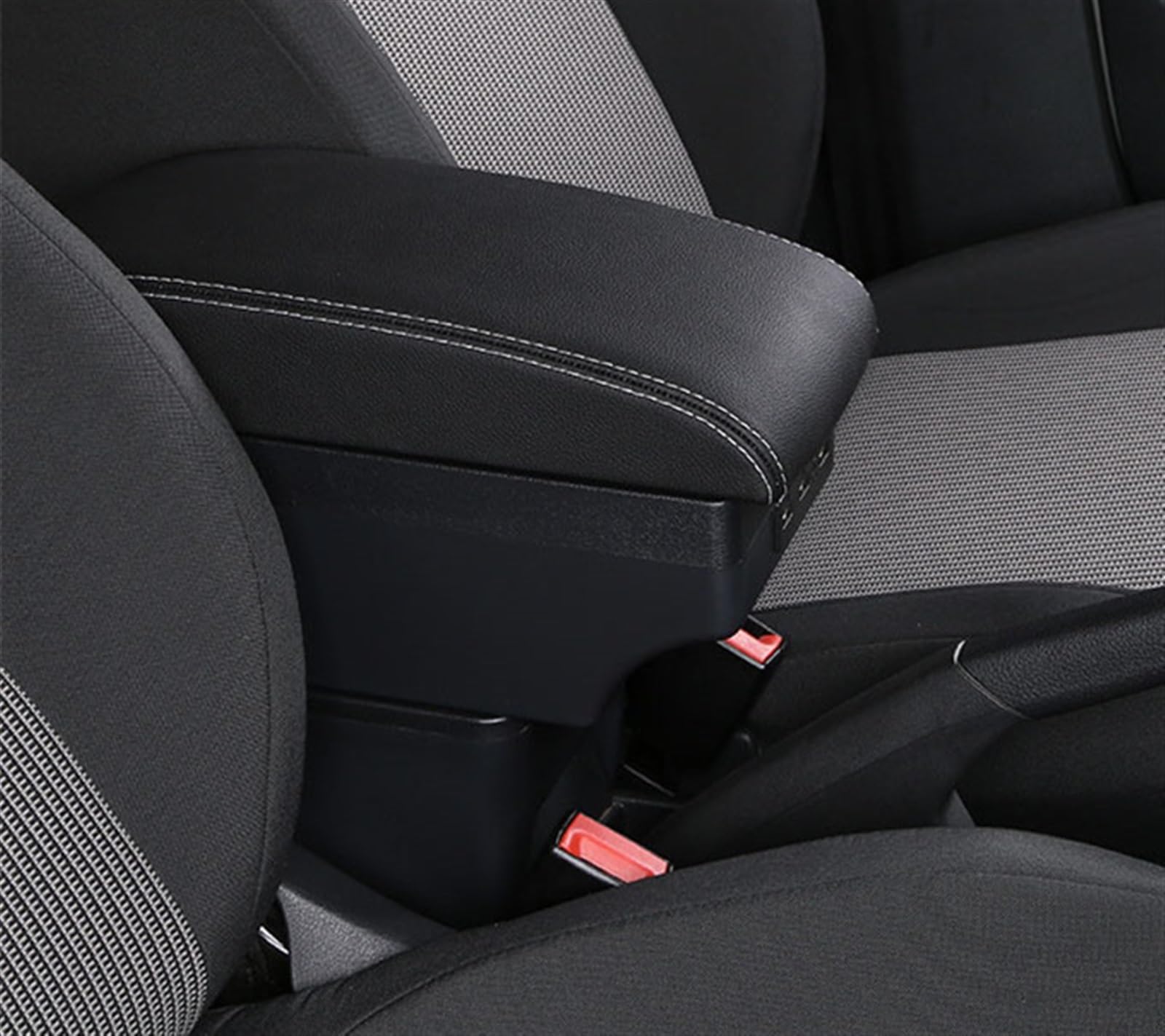 Armauflage Staufach Kompatibel Mit Nissan Für Almera G15 2013 Auto, Spezieller Mittelkonsolen-Handlauf, Multifunktions-Armlehnen-Organizer-Box, Innen-Nachrüstteile(Black white) von DZWDY