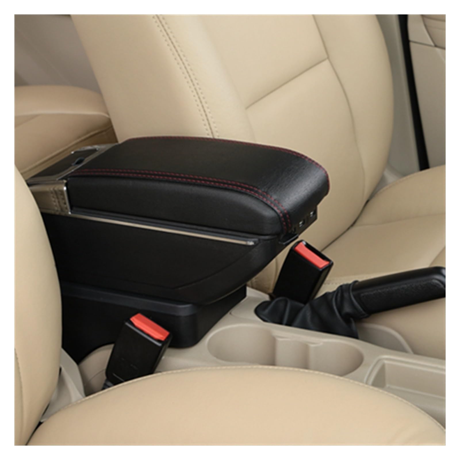 Armauflage Staufach Kompatibel Mit Nissan Für Sentra Für Sylphy, Autositz, Armlehne, Mittelkonsole, Organizer, Handlauf, Aufbewahrungsbox Mit Getränkehalter, Nachrüstteile(Black red) von DZWDY