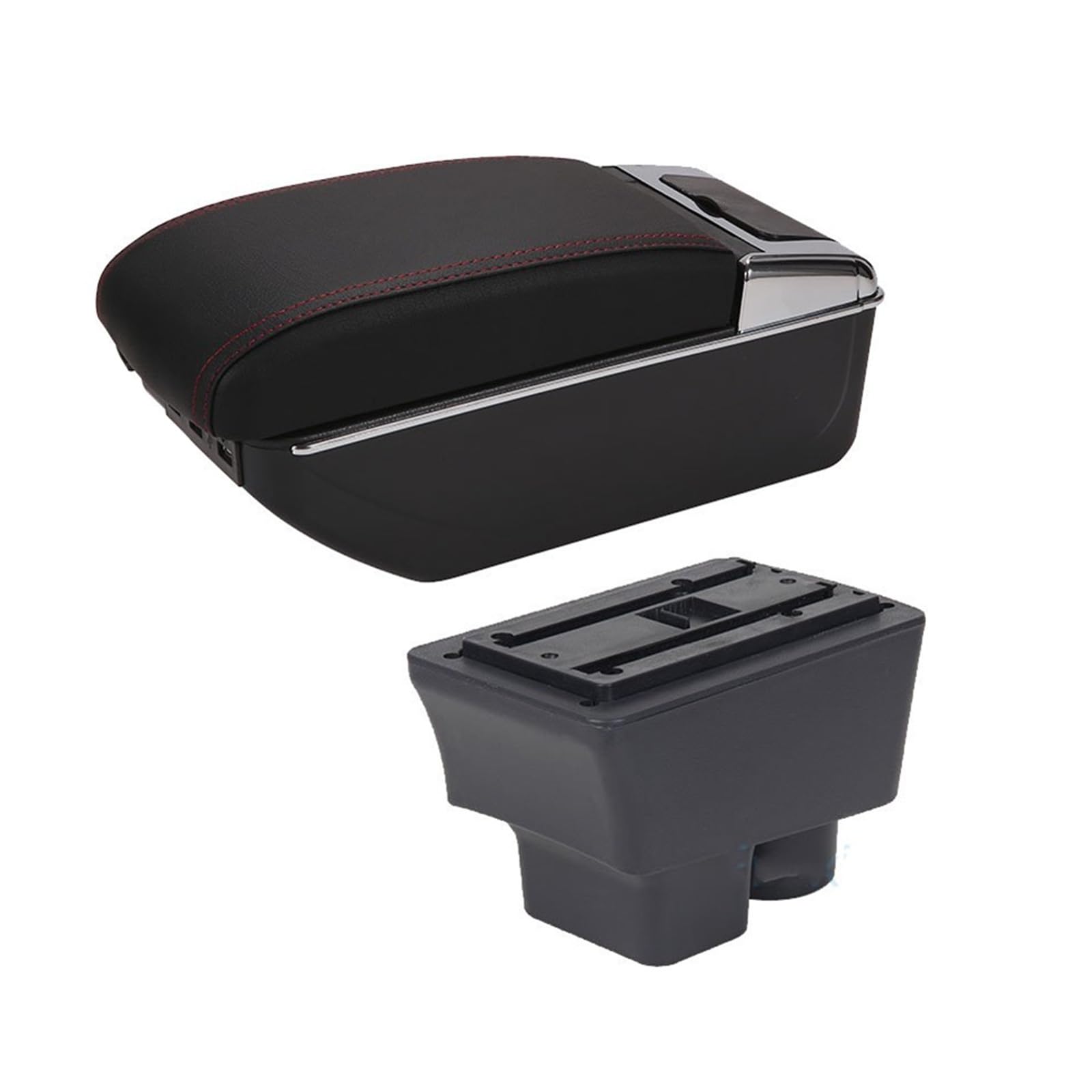 Armauflage Staufach Kompatibel Mit Skoda Für FABIA 2 2008-2014 2009 2010 2011 2012 7USB Autozubehör Auto Armlehnenbox Nachrüstteile Aufbewahrungsbox Innenteile(B1 red line) von DZWDY