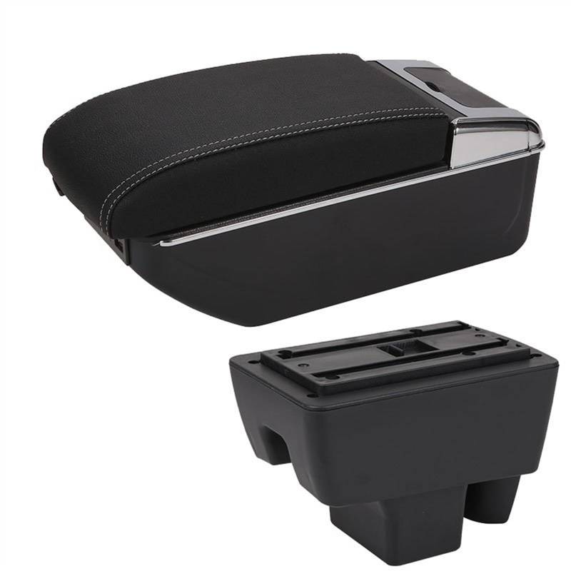 Armauflage Staufach Kompatibel Mit Skoda Für Rapid 2013-2019 2020 2021 Mittelkonsolen-Armlehnenbox Drehbare Aufbewahrungsbox Mit USB-Getränkehalter Aschenbecher Auto-Styling-Modifikation(D style white von DZWDY