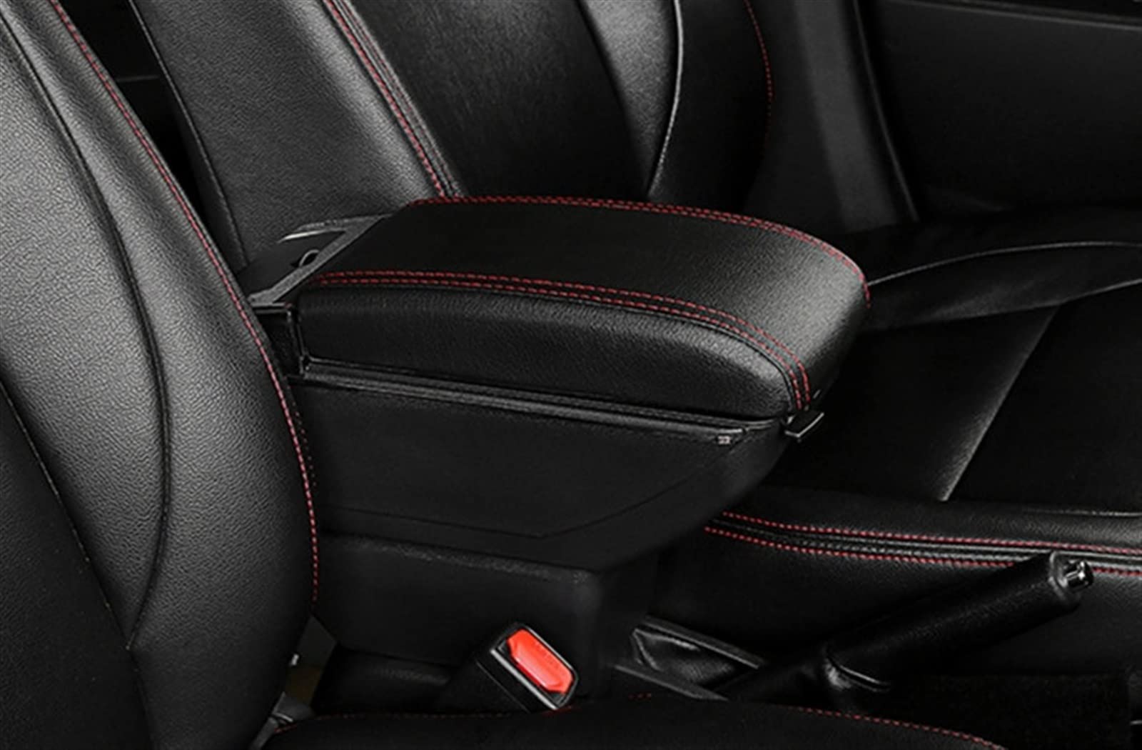 Armauflage Staufach Kompatibel Mit Suzuki Für Celerio 2013 2014 2015 2016 2017 2018 2019 2020 Auto-Dekor Mittelkonsole Armlehne Aufbewahrungsbox Handlauf Organizer(Black red) von DZWDY