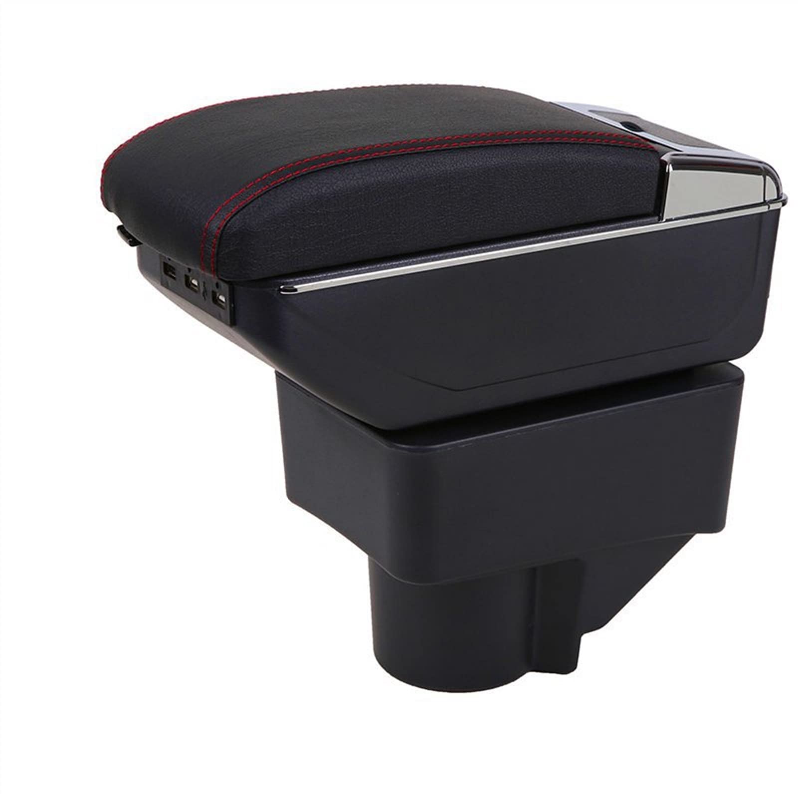 DZWDY Armauflage Staufach Kompatibel Mit Ford Für Fiesta 2011 2012 2013 2014 2015 2016 2017 2018 2019 Auto-Armlehnenbox Central Store Center Console Box Getränkehalter(Black red) von DZWDY