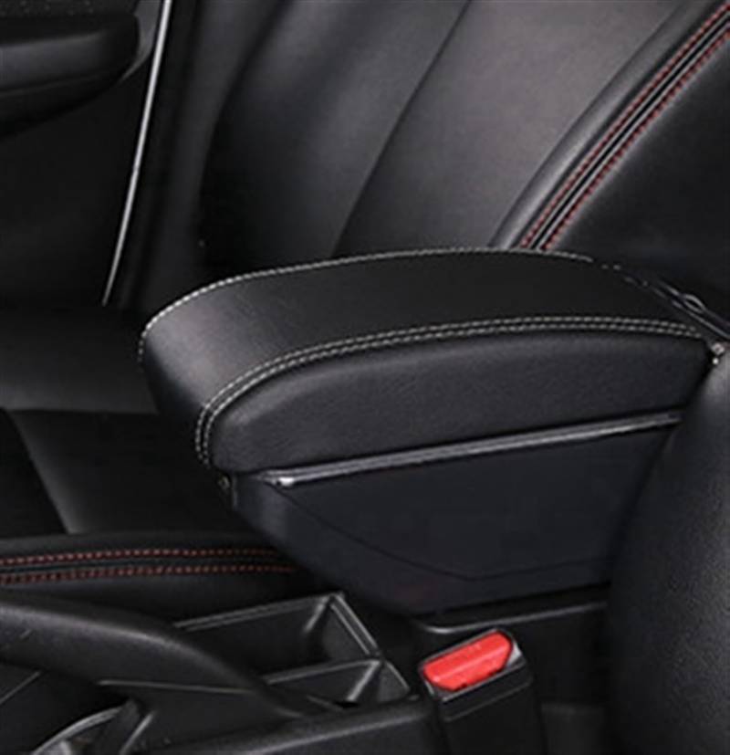 DZWDY Armauflage Staufach Kompatibel Mit VW Für Polo Für Vento 2010–2014 2015 2016 2017 2018. Auto-Doppelschicht-Mittelkonsolen-Armlehnenbox, Aufbewahrungsbox Mit USB-Schnittstelle(White line) von DZWDY