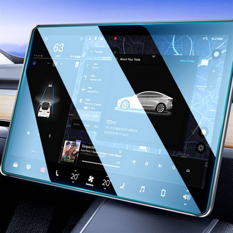 DZWDY AufkleberDekor Displayschutzfolie Aus Gehärtetem Glas Center Control Matt HD Filmschutz Kompatibel Mit Tesla for Model 3 2021 2022 2023(HD) von DZWDY