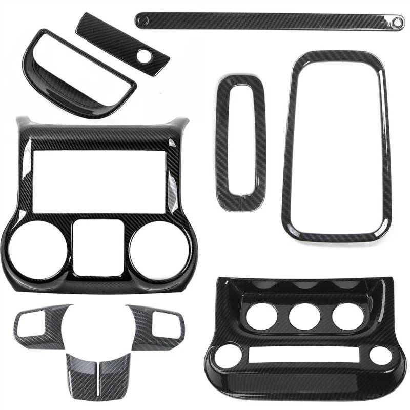 DZWDY AufkleberDekor Kompatibel Mit Jeep Für Wrangler JK JKU 2011–2016 2017, Auto-Mittelkonsole, Innen-Lenkrad-Dekoration, Aufkleber-Set, Zubehör von DZWDY