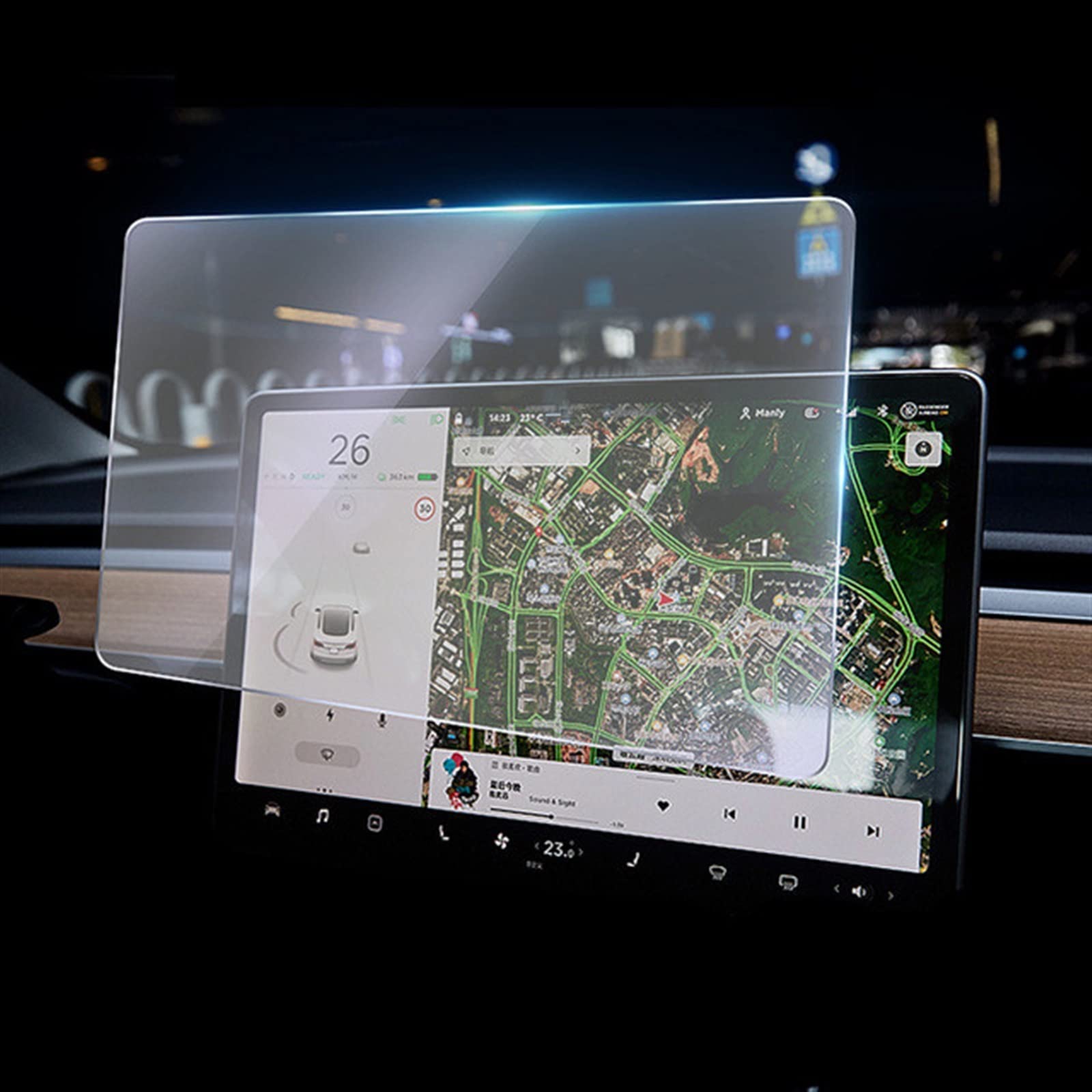 DZWDY AufkleberDekor Kompatibel Mit Tesla for Model 3 Auto-GPS-Navigationsfolie Mittelbildschirm 15 "LCD-Bildschirm Schutzfolie Aus Gehärtetem Glas von DZWDY