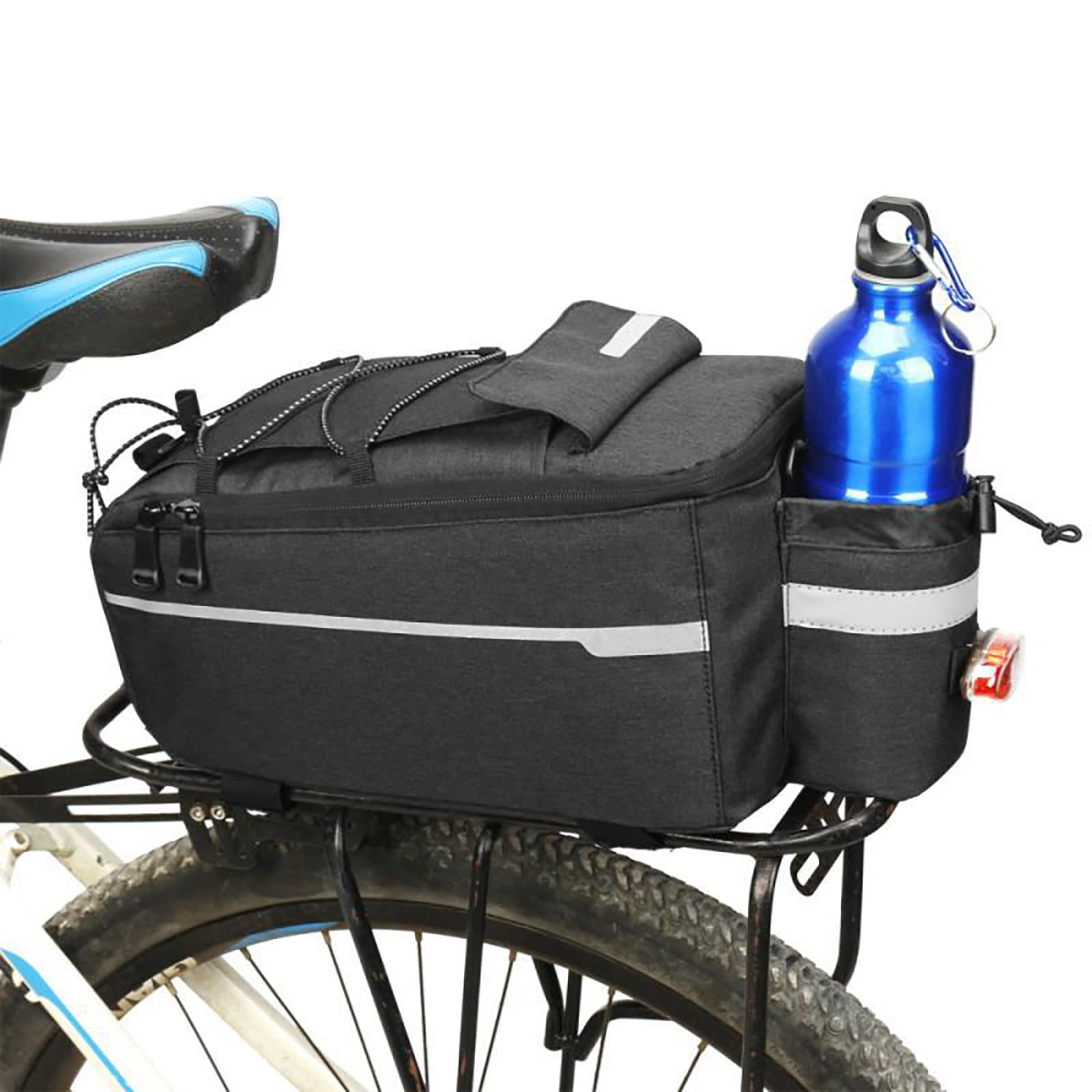 DaMohony Fahrrad Gepäckträgertasche 10L Fahrradtasche Satteltasche Fahrrad Sitz Isoliertasche Hinter Gepäcktasche Wasserdicht Rücksitztasche mit Reflektierend, Handtasche, Umhängetasche, Schwarz von DaMohony