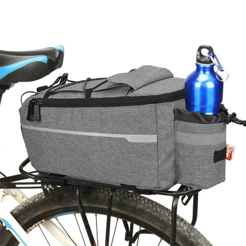 DaMohony Fahrrad Gepäckträgertasche 10L Fahrradtasche Satteltasche Fahrrad Sitz Isoliertasche Hinter Gepäcktasche Wasserdicht Rücksitztasche mit Reflektierend, Handtasche, Umhängetasche, grau von DaMohony