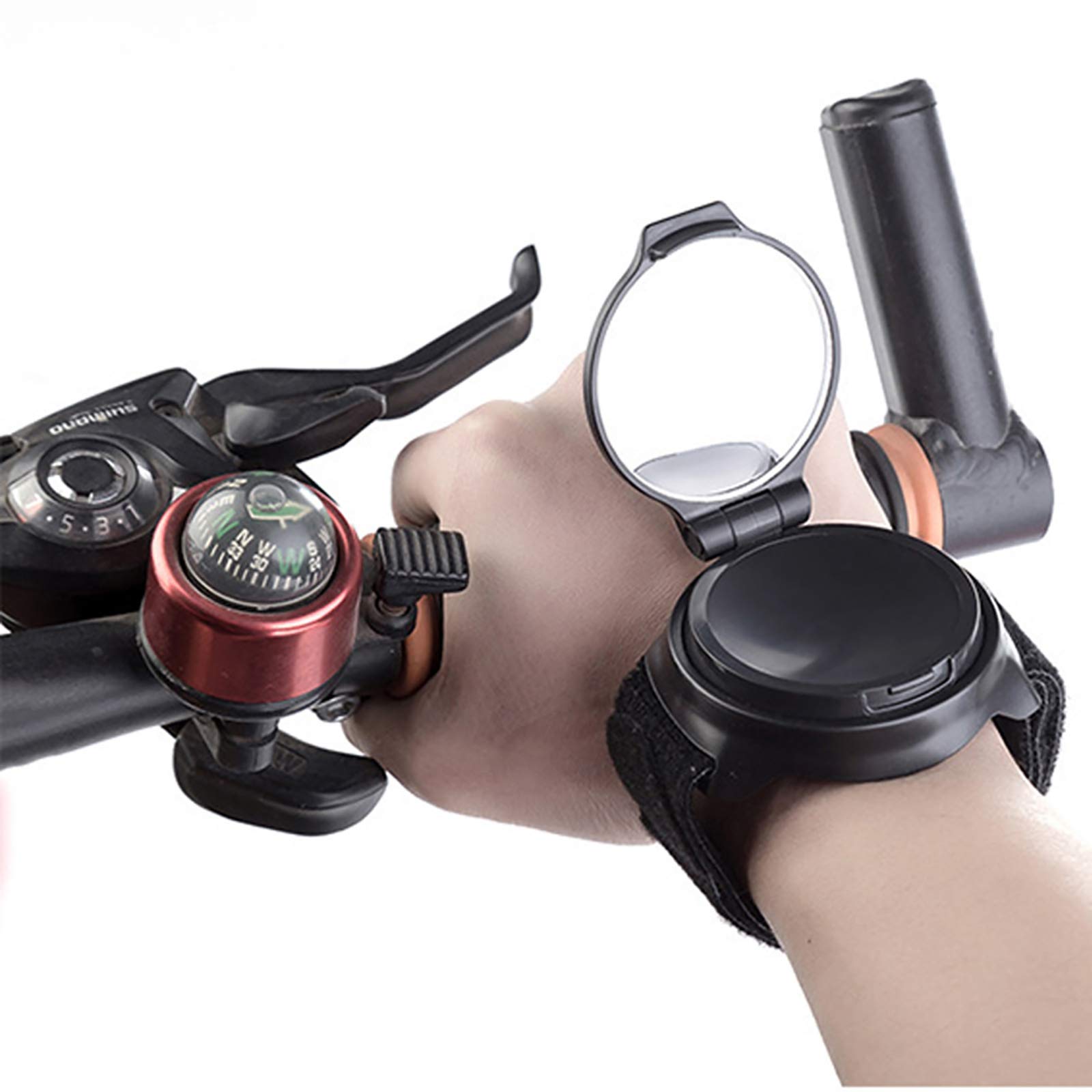 DaMohony Handgelenk-Rückspiegel für Biker, Fahrradlenker Ende Rückspiegel 360 Rotation Leichter Weitwinkel-Armband-Rückspiegel Rückspiegel Fahrradsichere Spiegel von DaMohony