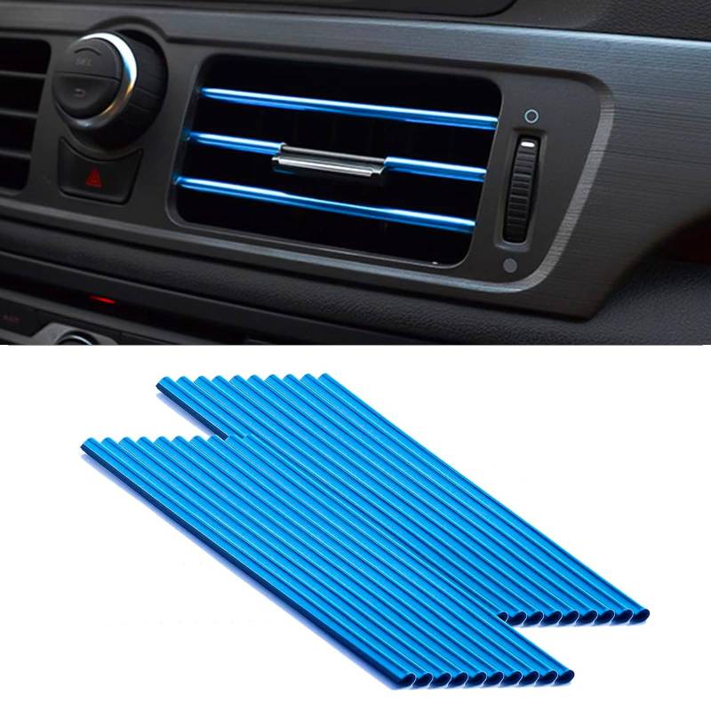 20 Stück Auto Luftauslass Dekoration Streifen Auto Klimaanlage Innen Zierleisten Zubehör DIY Car Innenausstattung Streifen Auto Interior Decor Zubehör für Alle Geraden Lüftungsöffnungen(Blau) von DabbOo