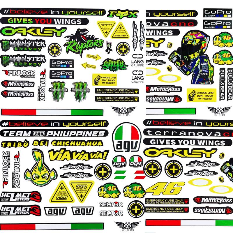 3 Bilder Motorrad Auto Aufkleber Wetterfeste Sponsoren Roller Vinylaufkleber Motocross Racing Fahrräder Computer Stickers Geeignet für Motorräder, Skateboard, Auto und Geländemotorräder(E) von DabbOo