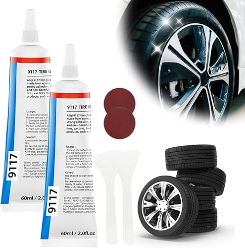 Dabeto Reifenreparaturset, Reifendichtmittel, Reifenkleber, Gummikleber, Reifenreparaturset, Felgen Reparaturset für Auto Motorrad Fahrrad, Repariert Schnell Reifenrisse Löcher (1, 15ML) von Dabeto