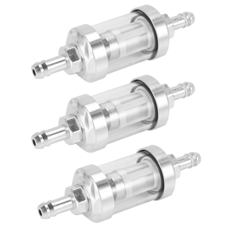 Daijianbin 3X Universal Chrom Glas Kraftstoff Benzin Dieselmotor Inline Filter 5/16 8mm Silber für Motorräder von Daijianbin